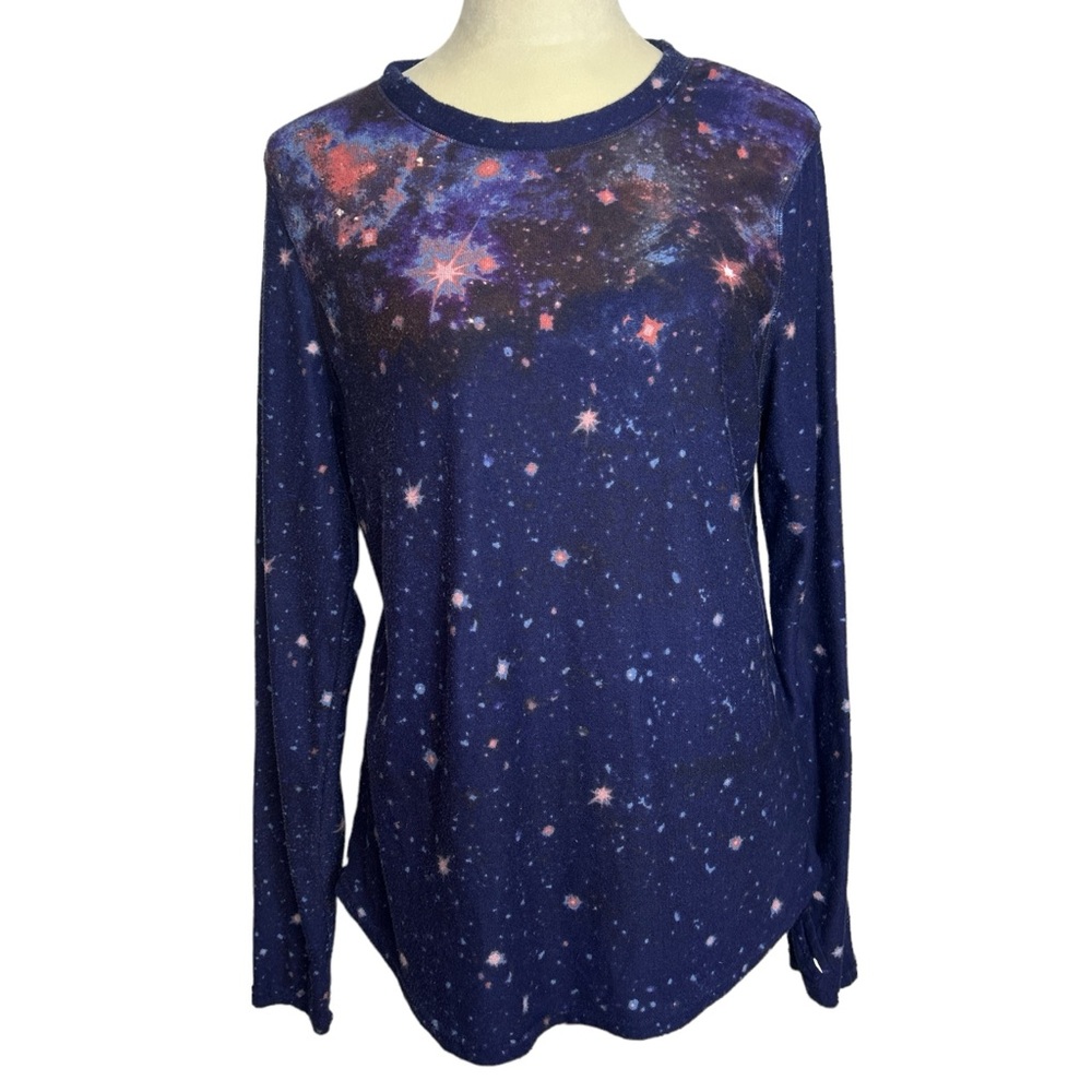 Blue Starry night soft long‎ sleeve cuddle soda climate right top, large